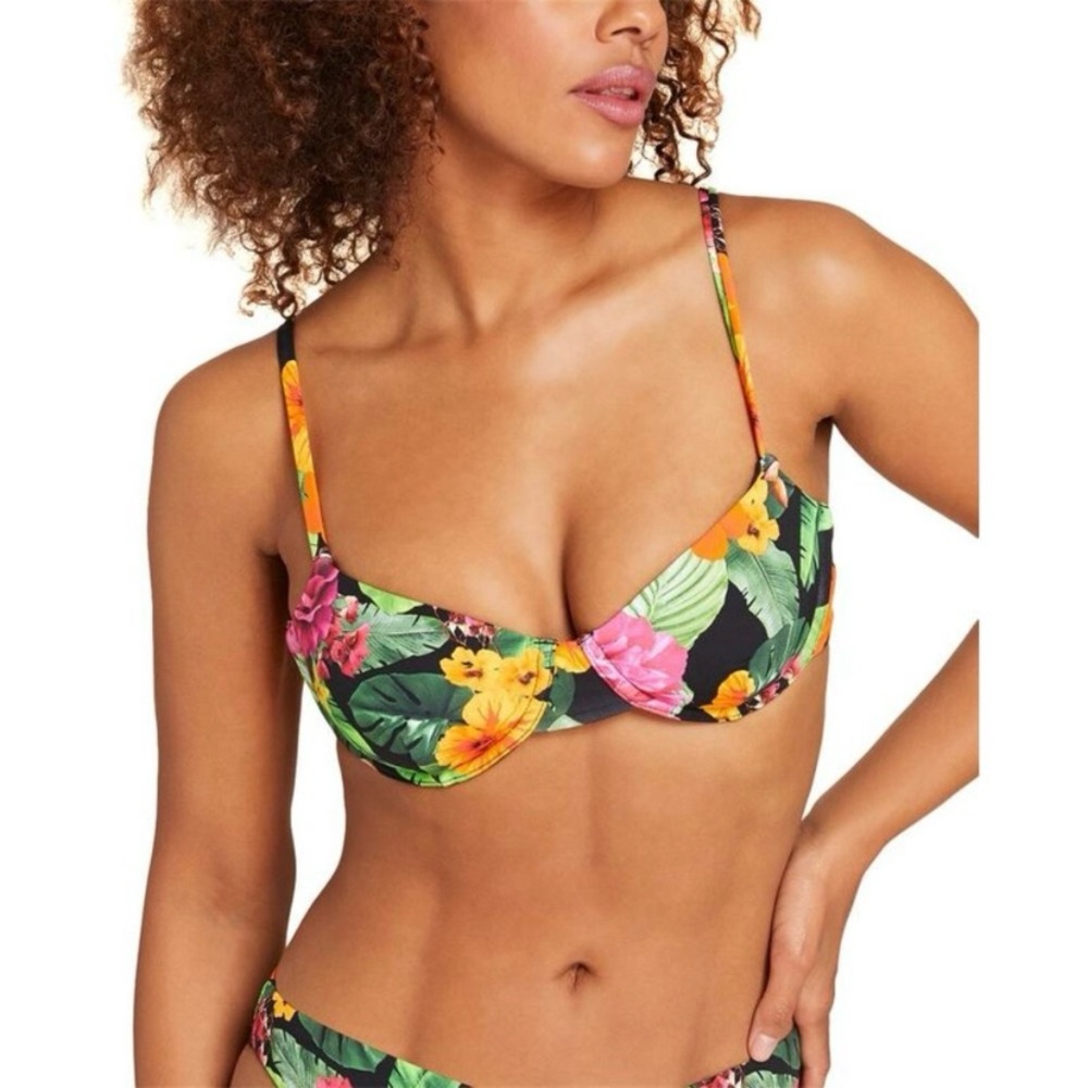 Andie Bermuda Bikini Top Size Small Tropical Floral Underwire NWT